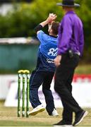 29 July 2022; Josh Little of Leinster Lightning catches out Mark Adair of Northern Knights during the Cricket Ireland Inter-Provincial Trophy match between Northern Knights and Leinster Lightning at Pembroke Cricket Club in Dublin. Photo by Sam Barnes/Sportsfile