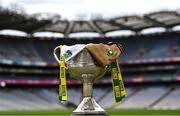 29 July 2022; The Brendan Martin Cup with the Kerry and Meath jerseys ahead of the TG4 All-Ireland Senior Ladies Football Championship Final on Sunday which will be played at Croke Park in Dublin. Photo by David Fitzgerald/Sportsfile