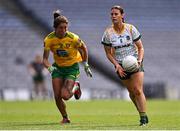 16 July 2022; Emma Troy of Meath in action against Tanya Kennedy of Donegal during the TG4 All-Ireland Ladies Football Senior Championship Semi-Final match between Donegal and Meath at Croke Park in Dublin. Photo by Piaras Ó Mídheach/Sportsfile