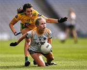 16 July 2022; Stacey Grimes of Meath in action against Emer Gallagher of Donegal during the TG4 All-Ireland Ladies Football Senior Championship Semi-Final match between Donegal and Meath at Croke Park in Dublin. Photo by Piaras Ó Mídheach/Sportsfile
