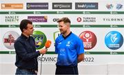 29 July 2022; Barry McCarthy of Leinster Lightning is interviewed by HBV studios commentator Andrew Blair White after his side's victory in the Cricket Ireland Inter-Provincial Trophy match between Northern Knights and Leinster Lightning at Pembroke Cricket Club in Dublin. Photo by Sam Barnes/Sportsfile