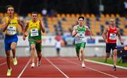 29 July 2022; Toby Thompson of Team Ireland competing in the boys 200m final during day five of the 2022 European Youth Summer Olympic Festival at Banská Bystrica, Slovakia. Photo by Eóin Noonan/Sportsfile