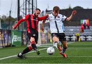 29 July 2022; Shane Elworthy of Longford Town in action against Runar Hauge of Dundalk during the Extra.ie FAI Cup First Round match between Dundalk and Longford Town at Oriel Park in Dundalk, Louth. Photo by Ben McShane/Sportsfile