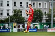 29 July 2022; Sean Boyd of Shelbourne celebrates after scoring his side's second goal during the Extra.ie FAI Cup First Round match between Bray Wanderers and Shelbourne at Carlisle Grounds in Bray, Wicklow. Photo by David Fitzgerald/Sportsfile