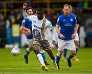 29 July 2022; Junior Ogedi Uzokwe of Bohemians in action against Ryan Connolly of Finn Harps during the Extra.ie FAI Cup First Round match between Finn Harps and Bohemians at Finn Park in Ballybofey, Donegal. Photo by Ramsey Cardy/Sportsfile