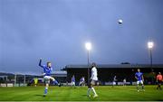 29 July 2022; Ryan Rainey of Finn Harps and Junior Ogedi Uzokwe of Bohemians during the Extra.ie FAI Cup First Round match between Finn Harps and Bohemians at Finn Park in Ballybofey, Donegal. Photo by Ramsey Cardy/Sportsfile