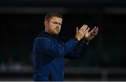 29 July 2022; Shelbourne manager Damien Duff applauds the support after the Extra.ie FAI Cup First Round match between Bray Wanderers and Shelbourne at Carlisle Grounds in Bray, Wicklow. Photo by David Fitzgerald/Sportsfile