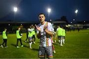29 July 2022; Josh Kerr of Bohemians after his side's victory in the Extra.ie FAI Cup First Round match between Finn Harps and Bohemians at Finn Park in Ballybofey, Donegal. Photo by Ramsey Cardy/Sportsfile