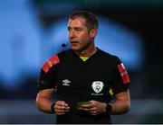 29 July 2022; Referee Robert Dowling during the Extra.ie FAI Cup First Round match between Treaty United and Usher Celtic at Markets Field in Limerick. Photo by Michael P Ryan/Sportsfile