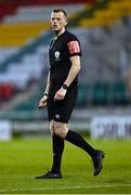 29 July 2022; Referee Oliver Moran during the Extra.ie FAI Cup First Round match between Bangor Celtic and Shamrock Rovers at Tallaght Stadium in Dublin. Photo by Piaras Ó Mídheach/Sportsfile