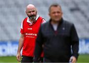 23 July 2022; Cork manager Matthew Twomey, left, with Cork coach Davy Fitzgerald before the Glen Dimplex Senior Camogie All-Ireland Championship Semi-Final match between Cork and Waterford at Croke Park in Dublin. Photo by Piaras Ó Mídheach/Sportsfile