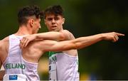 30 July 2022; Jason O’Reilly and Toby Thompson of Team Ireland after competing in the boys medley relay during day six of the 2022 European Youth Summer Olympic Festival at Banská Bystrica, Slovakia. Photo by Eóin Noonan/Sportsfile