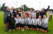 30 July 2022; Wexford & District Women's League players and coaches celebrate after their side's victory in the FAI Women's Under-19 InterLeague Cup Final match between Galway District League and Wexford & District Women's League at Leah Victoria Park in Tullamore, Offaly. Photo by Seb Daly/Sportsfile