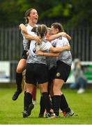 30 July 2022; Wexford & District Women’s League players celebrate at the final whistle after their side's victory in the FAI Women's Under-19 InterLeague Cup Final match between Galway District League and Wexford & District Women's League at Leah Victoria Park in Tullamore, Offaly. Photo by Seb Daly/Sportsfile