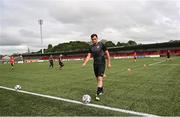 30 July 2022; Carl Bateman of Oliver Bond Celtic warms-up before the Extra.ie FAI Cup First Round match between Derry City and Oliver Bond Celtic at Ryan McBride Brandywell Stadium in Derry. Photo by Ramsey Cardy/Sportsfile
