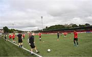 30 July 2022; Oliver Bond Celtic warm-up before the Extra.ie FAI Cup First Round match between Derry City and Oliver Bond Celtic at Ryan McBride Brandywell Stadium in Derry. Photo by Ramsey Cardy/Sportsfile