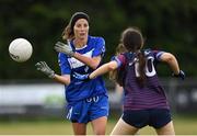 30 July 2022; Elaine Connolly of Milltown in Galway in action against St Fursey's in Galway during the Currentaccount.ie All-Ireland Ladies Football Junior Club 7-a-side Championship Final at Naomh Mearnóg's GAA club in Dublin. Photo by Piaras Ó Mídheach/Sportsfile
