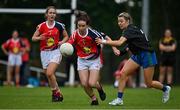 30 July 2022; Action from the Currentaccount.ie All-Ireland Ladies Football Senior Club 7-a-side shield final between Donaghmoyne of Monaghan and Naomh Ciaran of Offaly at Naomh Mearnóg's GAA club in Dublin. Photo by Brendan Moran/Sportsfile