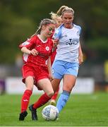 30 July 2022; Kerri O'Hara of Sligo Rovers in action against Jessie Stapleton of Shelbourne during the SSE Airtricity Women's National League match between Sligo Rovers and Shelbourne at The Showgrounds in Sligo. Photo by Ben McShane/Sportsfile