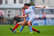 30 July 2022; Kerri O'Hara of Sligo Rovers in action against Megan Smyth-Lynch of Shelbourne during the SSE Airtricity Women's National League match between Sligo Rovers and Shelbourne at The Showgrounds in Sligo. Photo by Ben McShane/Sportsfile