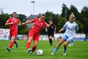 30 July 2022; Ruth Monaghan of Sligo Rovers in action against Emma Starr of Shelbourne during the SSE Airtricity Women's National League match between Sligo Rovers and Shelbourne at The Showgrounds in Sligo. Photo by Ben McShane/Sportsfile