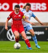 30 July 2022; Lauren Boles of Sligo Rovers in action against Heather O'Reilly of Shelbourne during the SSE Airtricity Women's National League match between Sligo Rovers and Shelbourne at The Showgrounds in Sligo. Photo by Ben McShane/Sportsfile