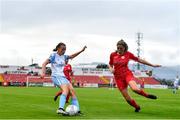 30 July 2022; Abbi Larkin of Shelbourne in action against Helen Monaghan of Sligo Rovers during the SSE Airtricity Women's National League match between Sligo Rovers and Shelbourne at The Showgrounds in Sligo. Photo by Ben McShane/Sportsfile