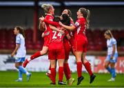 30 July 2022; Sligo Rovers players celebrate after the SSE Airtricity Women's National League match between Sligo Rovers and Shelbourne at The Showgrounds in Sligo. Photo by Ben McShane/Sportsfile