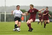30 July 2022; Jamie Walsh of Wexford & District Women’s League in action against Alannah O’Connor of Galway District League during the FAI Women's Under-19 InterLeague Cup Final match between Galway District League and Wexford & District Women's League at Leah Victoria Park in Tullamore, Offaly. Photo by Seb Daly/Sportsfile