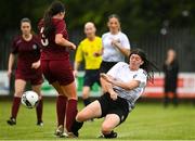 30 July 2022; Marykaylen Goodall of Wexford & District Women’s League in action against Chelsea Nolan of Galway District League during the FAI Women's Under-19 InterLeague Cup Final match between Galway District League and Wexford & District Women's League at Leah Victoria Park in Tullamore, Offaly. Photo by Seb Daly/Sportsfile