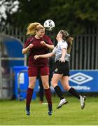 30 July 2022; Lauren Price of Galway District League and Jamie Walsh of Wexford & District Women’s League during the FAI Women's Under-19 InterLeague Cup Final match between Galway District League and Wexford & District Women's League at Leah Victoria Park in Tullamore, Offaly. Photo by Seb Daly/Sportsfile