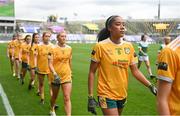 31 July 2022; Lara Dahunsi of Antrim before the TG4 All-Ireland Ladies Football Junior Championship Final match between Antrim and Fermanagh at Croke Park in Dublin. Photo by Ramsey Cardy/Sportsfile