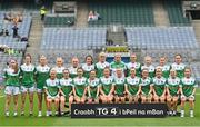 31 July 2022; The Fermanagh team before the TG4 All-Ireland Ladies Football Junior Championship Final match between Antrim and Fermanagh at Croke Park in Dublin. Photo by Ramsey Cardy/Sportsfile