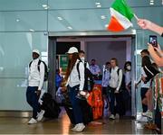 31 July 2022; Team Ireland athletes arrive home from the 2022 European Youth Summer Olympic Festival at Dublin Airport in Dublin. Photo by Eóin Noonan/Sportsfile