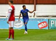 31 July 2022; Wassim Aouachria of Waterford celebrates after scoring his side's first goal during the Extra.ie FAI Cup First Round match between St Patrick's Athletic and Waterford at Richmond Park in Dublin. Photo by Seb Daly/Sportsfile