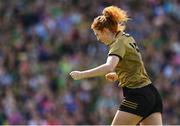 31 July 2022; Louise Ní Mhuircheartaigh of Kerry celebrates after scoring her side's first goal during the TG4 All-Ireland Ladies Football Senior Championship Final match between Kerry and Meath at Croke Park in Dublin. Photo by Brendan Moran/Sportsfile
