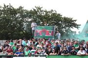 31 July 2022; Cork City supporters during the Extra.ie FAI Cup First Round match between Cobh Ramblers and Cork City at St Colman's Park in Cobh, Cork. Photo by Michael P Ryan/Sportsfile