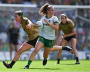 31 July 2022; Emma Duggan of Meath in action against Emma Costello of Kerry during the TG4 All-Ireland Ladies Football Senior Championship Final match between Kerry and Meath at Croke Park in Dublin. Photo by Piaras Ó Mídheach/Sportsfile