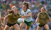 31 July 2022; Emma Duggan of Meath in action against Kayleigh Cronin and Aishling O'Connell of Kerry during the TG4 All-Ireland Ladies Football Senior Championship Final match between Kerry and Meath at Croke Park in Dublin. Photo by Brendan Moran/Sportsfile