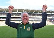 31 July 2022; Meath manager Eamonn Murray celebrates after his side's victory in the TG4 All-Ireland Ladies Football Senior Championship Final match between Kerry and Meath at Croke Park in Dublin. Photo by Piaras Ó Mídheach/Sportsfile