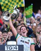 31 July 2022; Meath captain Shauna Ennis lifts the Brendan Martin Cup after her side's victory in the TG4 All-Ireland Ladies Football Senior Championship Final match between Kerry and Meath at Croke Park in Dublin. Photo by Piaras Ó Mídheach/Sportsfile