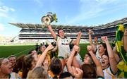 31 July 2022; Shauna Ennis of Meath celebrates with the Brendan Martin Cup after the TG4 All-Ireland Ladies Football Senior Championship Final match between Kerry and Meath at Croke Park in Dublin. Photo by Ramsey Cardy/Sportsfile