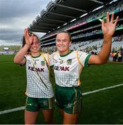 31 July 2022; Emma Duggan, left, and Vikki Wall of Meath after the TG4 All-Ireland Ladies Football Senior Championship Final match between Kerry and Meath at Croke Park in Dublin. Photo by Ramsey Cardy/Sportsfile