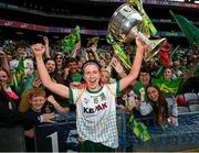 31 July 2022; Niamh O'Sullivan of Meath celebrates with the Brendan Martin Cup after the TG4 All-Ireland Ladies Football Senior Championship Final match between Kerry and Meath at Croke Park in Dublin. Photo by Ramsey Cardy/Sportsfile