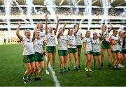 31 July 2022; Meath players celebrate as their captain Shauna Ennis lifts the Brendan Martin Cup after the TG4 All-Ireland Ladies Football Senior Championship Final match between Kerry and Meath at Croke Park in Dublin. Photo by Ramsey Cardy/Sportsfile