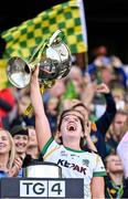 31 July 2022; Meath captain Shauna Ennis lifts the Brendan Martin Cup after her side's victory in the TG4 All-Ireland Ladies Football Senior Championship Final match between Kerry and Meath at Croke Park in Dublin. Photo by Piaras Ó Mídheach/Sportsfile