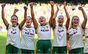 31 July 2022; Meath players, from left, Niamh O'Sullivan, Kelsey Nesbitt, Vikki Wall, Aoibhín Cleary, and Emma Duggan celebrate after the TG4 All-Ireland Ladies Football Senior Championship Final match between Kerry and Meath at Croke Park in Dublin. Photo by Brendan Moran/Sportsfile