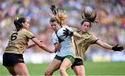 31 July 2022; Orla Byrne of Meath in action against Emma Costello, left, and Julie O'Sullivan of Kerry during the TG4 All-Ireland Ladies Football Senior Championship Final match between Kerry and Meath at Croke Park in Dublin. Photo by Piaras Ó Mídheach/Sportsfile