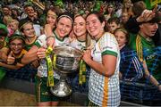 31 July 2022; Niamh O'Sullivan, left, and Shauna Ennis of Meath with Aideen Guy after the TG4 All-Ireland Ladies Football Senior Championship Final match between Kerry and Meath at Croke Park in Dublin. Photo by Ramsey Cardy/Sportsfile
