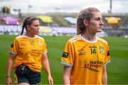 31 July 2022; Orlaith Prenter of Antrim before the TG4 All-Ireland Ladies Football Junior Championship Final match between Antrim and Fermanagh at Croke Park in Dublin. Photo by Ramsey Cardy/Sportsfile
